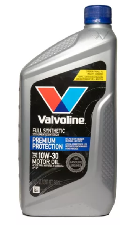 Envase de aceite VALVOLINE VALVOLINE FULL SINTETICO 10W30 PREMIUM PROTECTION - QT 946ML grado 10W30 - Lubricentro Piloto